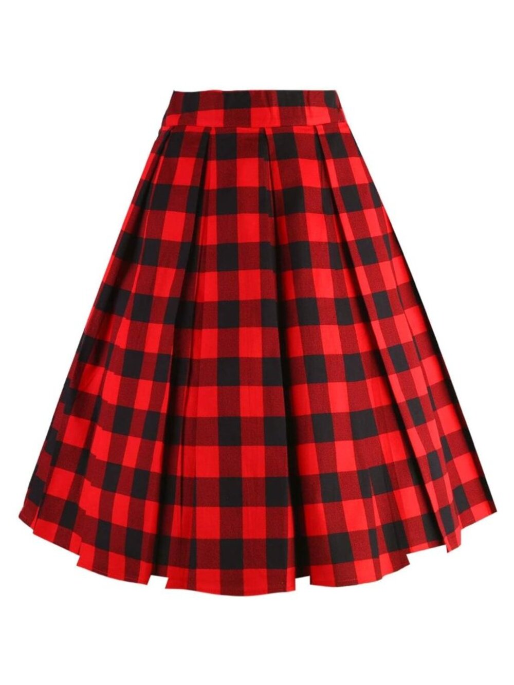 Women's Pleated A-Line Midi Skirt with Pockets Knee Length